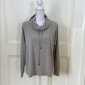 Cable & Gauge Taupe Cowl Neck Top